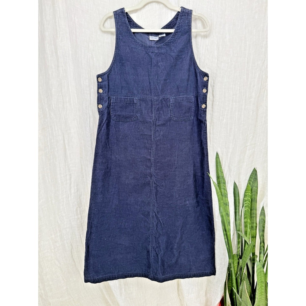 Vtg 90s Corduroy Jumper Midi Dress Womens S Pinafore Cottagecore Twee Teacher